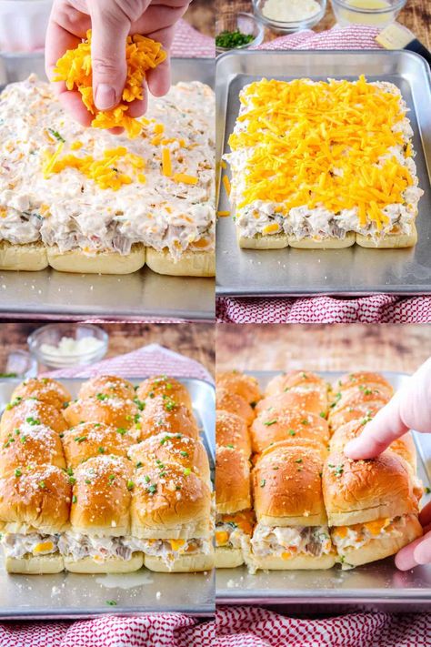 Chicken Recipes For Football Games, Marry Me Chicken Sliders, Slider Ideas For Dinner, Chicken Alfredo Sliders, Canned Chicken Sliders, Cracked Chicken Sliders, Rotisserie Chicken Sliders Recipes, Easter Sliders, Crockpot Chicken Sliders