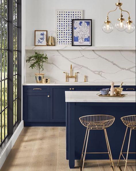 The Most Recommended Navy Blue Paint - Bless'er House Navy Blue Paint Colors, Best Blue Paint Colors, Navy Blue Paint, Navy Blue Kitchen, Blue Kitchen Cabinets, Blue Paint Colors, Blue Cabinets, Dark Kitchen Cabinets, Kitchen Cabinet Colors