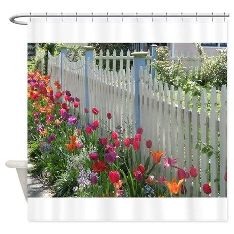 Front Yard Decor, Front Yard Design, Front Yard Fence, Tulips Garden, White Picket Fence, 20 Off, Diy Garden Furniture, Custom Shower, Yard Design