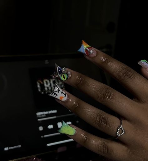 Back To School Nails, Duck Nails, Colored Acrylic Nails, School Nails, Long Acrylic Nails Coffin, Unique Acrylic Nails, Bling Acrylic Nails, Acrylic Nails Coffin Short, Acrylic Nails Coffin