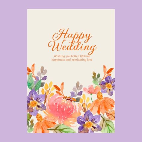 Watercolor wedding congratulations card | Free Vector #Freepik #freevector #wedding #watercolor #wedding-invitation #invitation Happy Wedding Wishes, Vintage Floral Wedding Invitations, Engagement Invitation Template, Wedding Graphics, Minimal Wedding Invitation, Wedding Congratulations Card, Wedding Watercolor, Hand Drawn Wedding, Wedding Congratulations