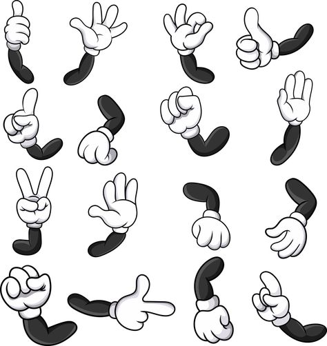 Gloves Illustration, Hand Gesture Drawing, Cartoon Gloves, Cartoon Hands, Gloved Hands, Doodle People, Logo Fleur, Drawing Sheet, Illustration Doodle