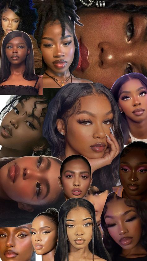 Simple black girl makeup looks Makeup Black Woman, Black Girls Makeup, Monster High Makeup, Latte Makeup, Dewy Makeup Look, Brown Skin Makeup, Dewy Makeup, Brown Makeup, Makeup For Black Women