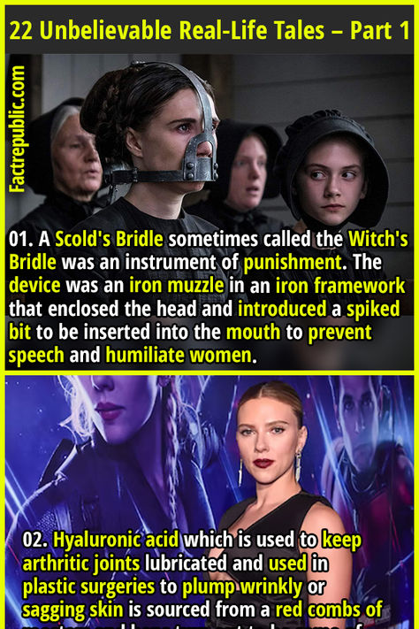 01. A Scold's Bridle sometimes called the Witch's Bridle was an instrument of punishment. The device was an iron muzzle in an iron framework that enclosed the head and introduced a spiked bit to be inserted into the mouth to prevent speech and humiliate women. #women #female #woman #didyouknow #history #bizarre #strange #crazy #wtf #history #christmas #xmas #newyear Human Muzzle, Odd Facts, Weird History Facts, Weird History, Bizarre Books, Fact Or Fiction, Fact Republic, Strange Tales, Creepy Facts