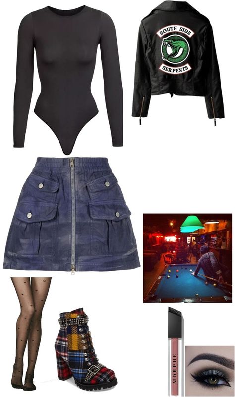 Serpent Inspired Outfits, Southside Serpents Outfit, Riverdale Outfits Ideas, Toni Outfits Riverdale, Riverdale Vixens Costume, Riverdale Southside Serpents Wallpaper, Riverdale Serpents Jacket, Riverdale Fashion, Riverdale