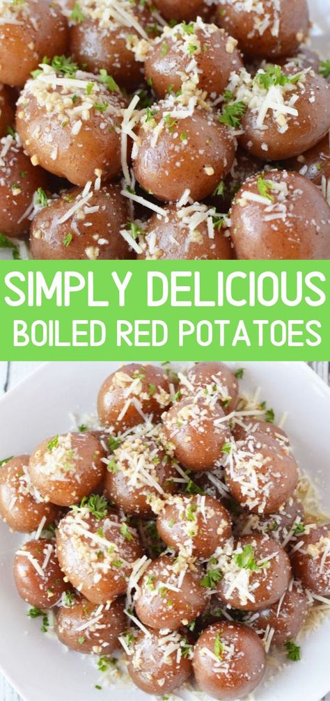 Boiled Red Potatoes like grandma used to make, this is the quintessential side dish that fills us up and makes us say YUM. The best part is that boiled potatoes are so easy and you can use the mini reds baby yellows or even these blush potatoes to mix it up! #potatoes #redpotatoes #blushpotatoes #sidedish Hashbrown Recipes Homemade, Red Skin Potatoes Recipe, Boiled Potatoes Recipe, Boiled Red Potatoes, Homemade Extracts, Boiled Baby Potatoes, Baby Potato Recipes, Red Bliss Potatoes, Red Potato Recipes