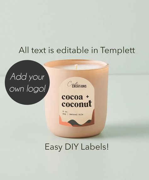 Customizable Candle Avery Label Stickers Stickers 4in Arch Labels Printable Edit Instantly DIY Editable Bath Salt Coffee Package Tea Bag #customjarstickers Candle Stickers Labels Ideas, Candle Lables Ideas, Candle Stickers Labels, Candle Sticker Design, Candle Label Ideas, Candle Labels Ideas, Candle Label, Beachy Candles, Essential Oil Candle Blends