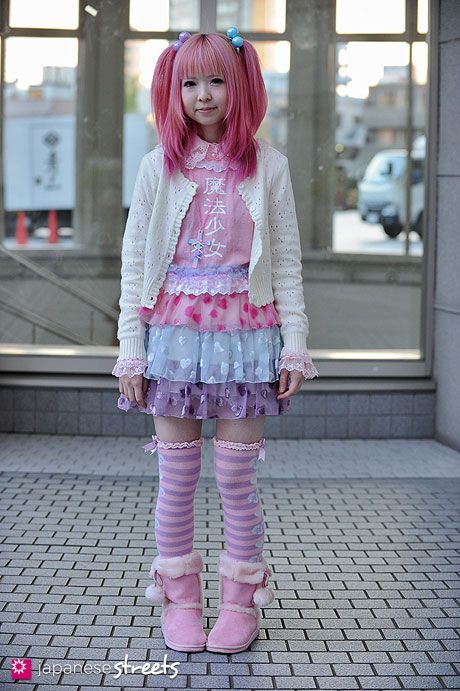 ☆ Moco ☆ A Dress, Pink Hair, Harajuku, Tokyo, Tights, Japan, Building, Boots, Hair