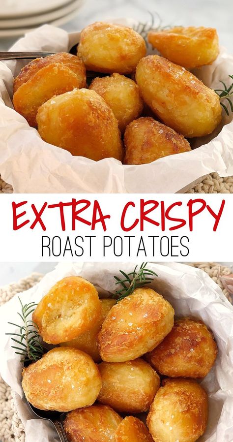 Roast Potatoes In The Oven, Potatoes In The Oven, Crispy Roast Potatoes, Types Of Potatoes, Roasted Potato Recipes, Potato Recipes Side Dishes, Roast Potatoes, Potato Side Dishes, Crispy Potatoes