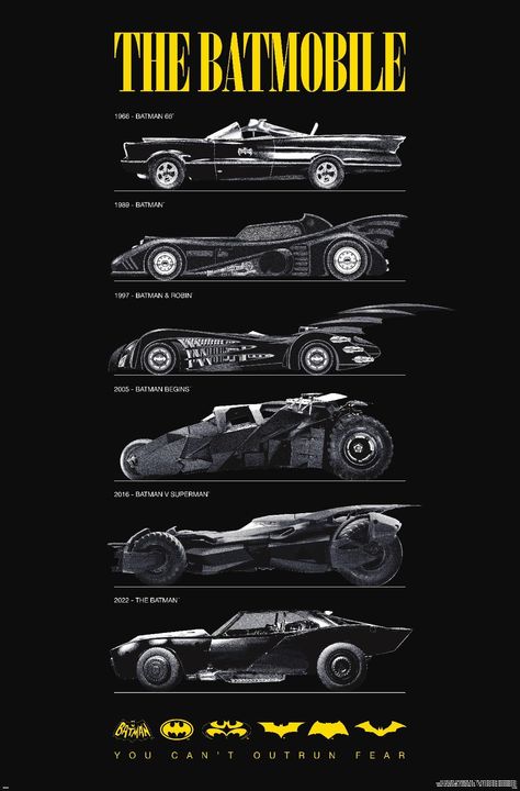 PRICES MAY VARY. This Trends DC Comics Batman: 85th Anniversary - Batmobiles Wall Poster uses high-resolution artwork and is printed on PhotoArt Gloss Poster Paper which enhances colors with a high-quality look and feel High-quality art print is ready-to-frame or can be hung on the wall using poster mounts, clips, pushpins, or thumb tacks Made in the USA and Officially Licensed Easily decorate any space to create the perfect decor for a party, bedroom, bathroom, kids room, living room, office, d Batman Prints, Party Bedroom, Batman Begins, Splash Page, Batman V, Batman Robin, Batman And Superman, Trends International, Wall Poster