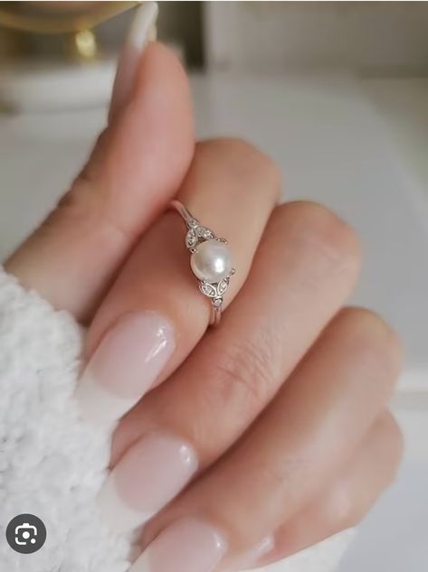 Pearl Silver Engagement Ring, Silver Pearl Ring For Women, Silver Pearl Engagement Ring, Pearl Wedding Ring Silver, Pearl Engagement Ring Silver, Pearl Ring Designs Silver, Silver Engagement Rings Vintage, Pearl Ring Designs, Pearl Wedding Rings