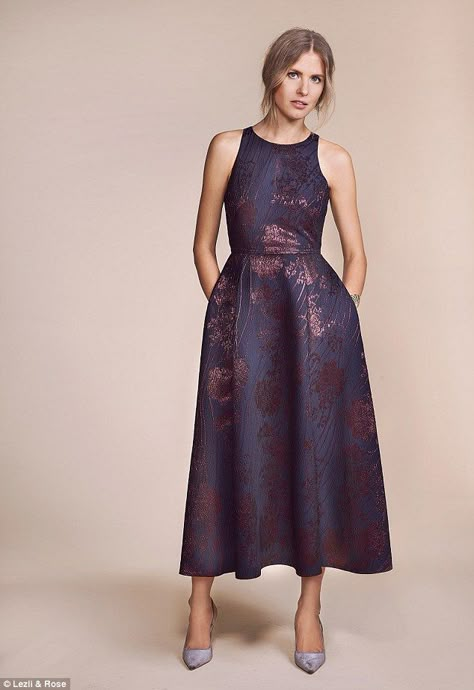 LK BENNETT: Koko jacquard dress, £595, lkbennett.com. Slingback heels, £59, topshop.com... Jaquard Dress Designs, Jacquard Dress Design, Jacquard Fabric Dress, Godmother Dress, Lk Bennett Dress, Lk Bennett, Slingback Heels, Jacquard Dress, Evening Dresses Long