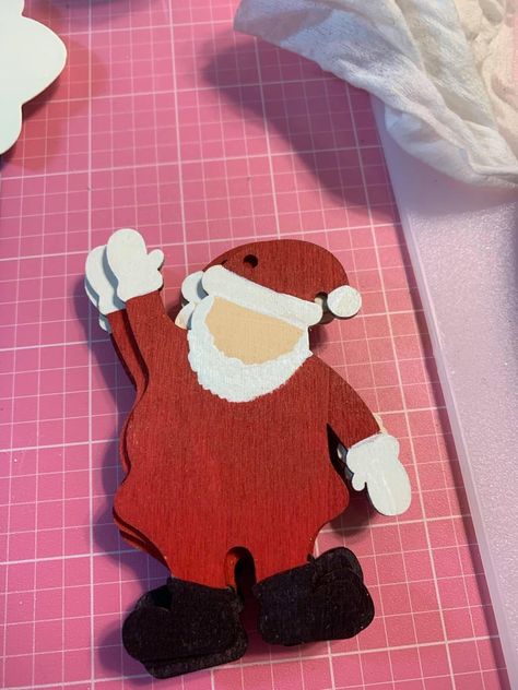 Santa Gift Tags, Wooden Santa, Dollar Tree Christmas, Crafty Creations, Santa Ornaments, Dollar Store Diy, Tree Christmas, Wood Ornaments, Dollar Tree Diy