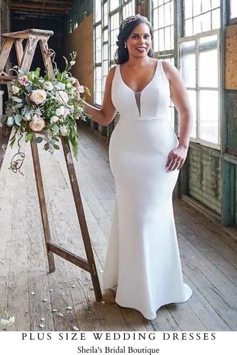 Curvy Wedding Dresses, Simple Plus Size Wedding Dresses, Maxi Dress Design, Simple Maxi Dress, Sweet Wedding Dresses, Simple Maxi, Curvy Wedding, Dreamy Wedding Dress, Plus Size Brides