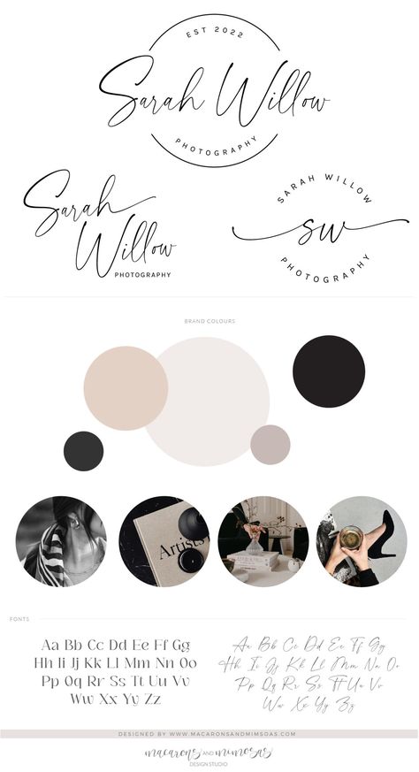 Modern Simple Small Business Logo, Modern Font Logo Design and branding kit for small businesses and shops, clean simple font based logo with circle, by MacaronsandMimosas.com Logo Round Circle, Branding Boards Inspiration, Logos Design Inspiration Creative, Organic Modern Branding, Clean Aesthetic Branding, Wedding Logo Design Modern, Business Color Schemes, Minimalist Branding Design Logo, Branding Ideas Inspiration