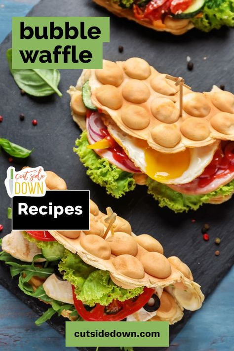 Breakfast Waffle Recipes, Bubble Waffles, Waffle Ice Cream, Bubble Waffle, Waffle Sandwich, Pampered Chef Recipes, Food Breakfast, Recipes Breakfast, Deilig Mat