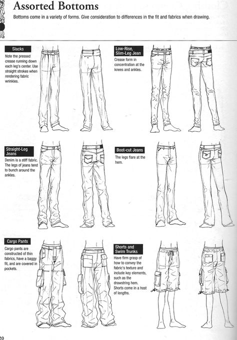 How to draw shirts and pants - from Graphic-Sha's "Drawing Yaoi" - Assorted Bottoms (Pants) - 4/4 Earthy Elements, Manga Tutorial, 인물 드로잉, Classy Style, Guided Drawing, Drawing Clothes, Drawing Lessons, Drawing Skills, Drawing Tutorials