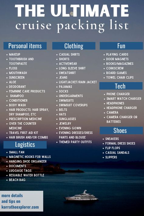 The ultimate cruise packing list! What to pack on your next caribbean cruise! Carnival Cruise Packing List 8 Day, Checklist For Cruise, Packing For Carnival Cruise, What To Do On A Cruise Ship, Ship Cruise Outfits, Summer Outfits For Cruise, Cruise Trip Packing List, What To Bring On Cruise Packing Lists, Cruise Vacation Packing List