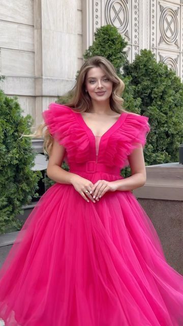 Barbie Dress Ideas For Women, Pink Frocks For Women, Barbie Frocks For Women, Barbie Gowns For Women, Net Frocks For Women, Pink Net Dress, Net Gown Designs, Net Dress Design, Net Frock