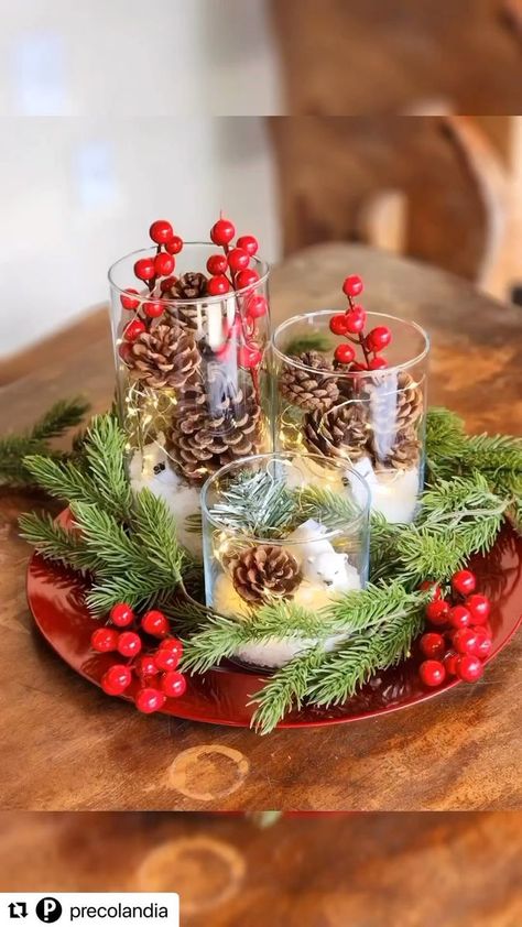 Christmas Decorations Centerpiece, Christmas Centers, Ideas Navideñas, Deco Table Noel, Tafel Decor, Christmas Candle Decorations, Christmas Table Centerpieces, Christmas Tree Decorations Diy, Christmas Centerpieces Diy