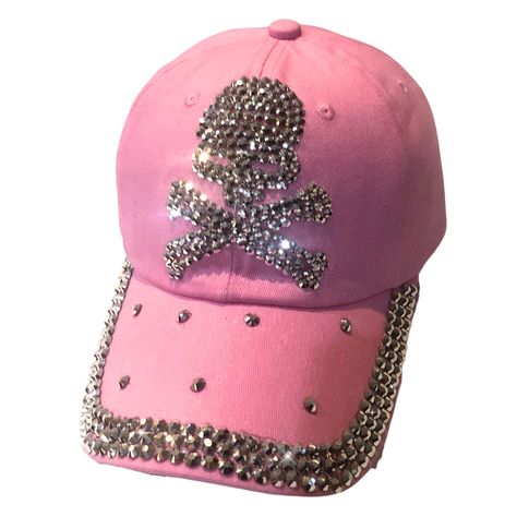 PRICES MAY VARY. Show off your edgy style with the Popfizzy skull baseball hat for women, an essential piece of skull clothing for women. This bling skeleton hat is adorned with sparkling rhinestones, making it an eye-catching addition to your skull accessories for women. Features a bold skull and crossbones design, adding a daring touch to this rhinestone hat, symbolizing strength and rebellion. Level up your rhinestone clothes collection with our rhinestone hat, bedazzled and embellished to pe Mcbling Hat, Bedazzled Clothing, 2000s Hats, Goth Hats, Rhinestone Clothes, Women Pirate, Ball Caps For Women, Edgy Clothes, Skeleton Hat