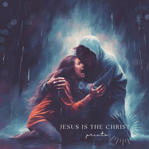 In My Darkest Moments - Jesus is the Christ Prints Woman At Well Painting, Jesus Comforting Pictures, Christian Woman Quotes, Hopeful Art, Jesus Art Beautiful Images, Jesus With Me, Moving Artwork, Kevin Carden, Jesus Hand