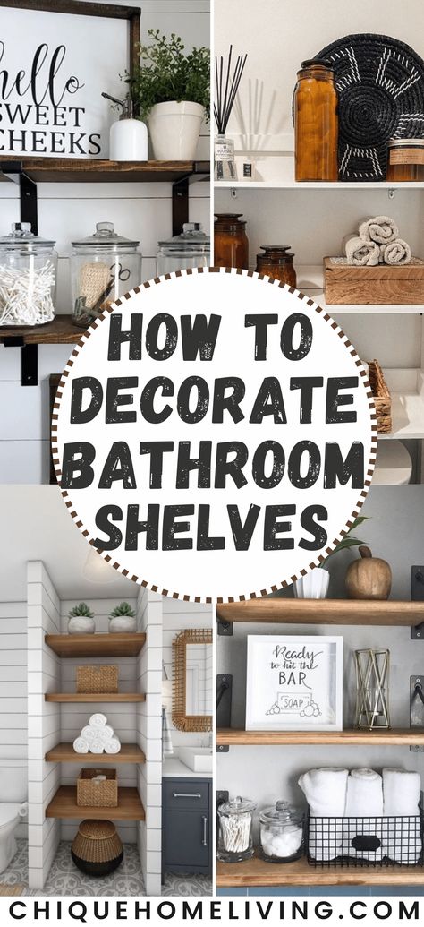 Transform your bathroom into a stylish and organized haven with our latest blog post on "How to Decorate Bathroom Shelves." Discover expert tips and creative ideas to elevate the aesthetic appeal of your bathroom while maximizing functionality. Shelving Ideas Bathroom, Bathroom Shelf Decor Ideas, Bathroom Shelving Ideas, Decorating Bathroom Shelves, White Bathroom Shelves, Rustic Bathroom Accessories, Shelf Decor Ideas, Small Bathroom Shelves, Bathroom Shelves Over Toilet