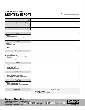 Monthly Construction Report Template for MS Word Report Format, Letter Flashcards, Project Status Report, Progress Report Template, Business Valuation, Office Templates, Performance Evaluation, Civil Construction, Program Management