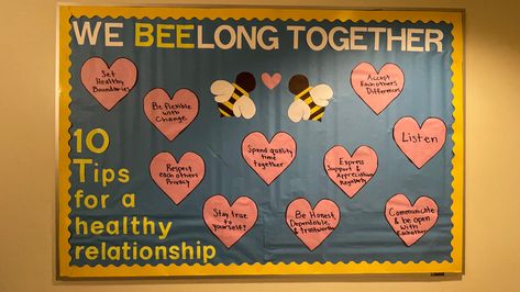 Healthy Relationship Ra Bulletin Board, Ra Bulletin Boards Healthy Relationships, Relationship Bulletin Board, Ra Programs Ideas, Healthy Relationships Bulletin Board, Ra Events Programming, Guidance Bulletin Boards, Ra Program Ideas, Res Life Programs