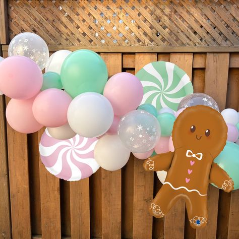 Pink & Mint Gingerbread Balloon Garland | Winter ONEderland Birthday Party Decorations | Gingerbread Baby Shower Gender Reveal | Christmas Gingerbread Gender Reveal Party, Christmas Gender Reveal Ideas, Gingerbread Gender Reveal, Gender Reveal Christmas, Snowflake Balloons, Snowflake Snowflake, Christmas Gender Reveal, Gingerbread Baby, Winter Onederland Birthday Party