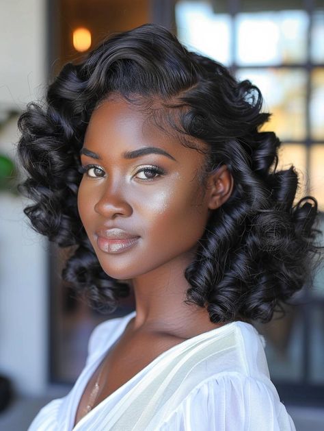 Top Summer Hairstyles for Black Women 2024: Easy, Cute, and Trendy Looks Finger Waves For Black Women, Christmas Hairstyles For Black Women, Best Summer Hairstyles, Summer Hairstyles For Black Women, 00s Mode, Oval Face Hairstyles, Finger Waves, Medium Curly Hair Styles, Christmas Hairstyles