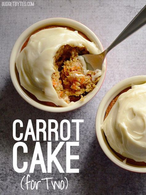 Carrot Cake For Two, Ramekin Recipe, Crockpot Taco, Cake For Two, Recipe For 1, Small Batch Baking, Nutella Desserts, Maple Bourbon, Single Serving Recipes