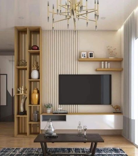 Tv Unit Design idea ✨️ #trendingpost #homedecor #interiordecorating #livingroomdesigns #interiors #reelitfeelit #tvunitdesigns #homedesignsdworld #interior #tvunit #livingroomdesign #wallpanels #interiordesign #fypシ゚viralシ2024fyp #hairhack #bodybuildingmotivational #srhvspbks #hairgrowth #fitnesschallenge Livspace Tv Unit, Living Room Partition Design With Tv, Small Space Tv Unit Design, Living Room Tv Wall Modern Tv Units Interior Design, Livspace Interior Design, Small Wall Tv Unit Design, Tv Wall Ideas Living Room Small Spaces, Small Tv Unit Design Modern, Tv Wall Design Small Space