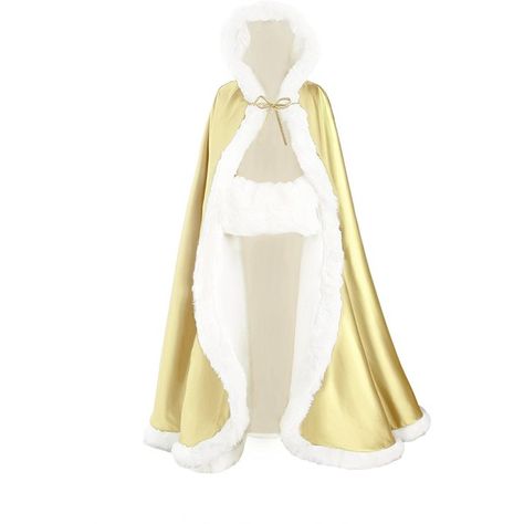 BEAUTELICATE Women's Bridal Cape Wedding Cloak With Fur Floor-length... ($241) ❤ liked on Polyvore featuring outerwear, cape coat, cape cloak, white fur cloak, navy cape and wrap cape coat Fantasy Palace, Bride Winter, Hoop Petticoat, Wedding Cloak, Hand Muff, Chiffon Shawl, Wedding Cape, Bridal Cape, Hooded Cloak