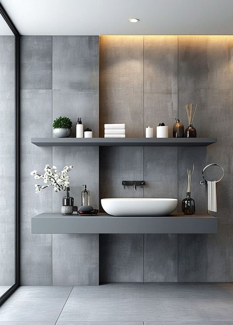 35+ Gorgeous Grey and White Bathroom Ideas for a Trendy Makeover 67 Grey And White Bathroom Ideas, Ensuite Decor, Gray Modern Bathroom, Light Green Bedrooms, Grey Modern Bathrooms, Living Room Rug Placement, Grey And White Bathroom, Dark Gray Bathroom, Grey Bathrooms Designs