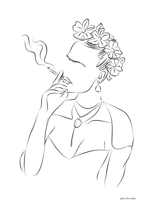 Frida Tattoo, Frida Kahlo Tattoos, Pencil Art Love, Single Line Tattoo, Modern Art Canvas Painting, Hype Wallpaper, Woman Sketch, Cute Shirt Designs, Line Art Design