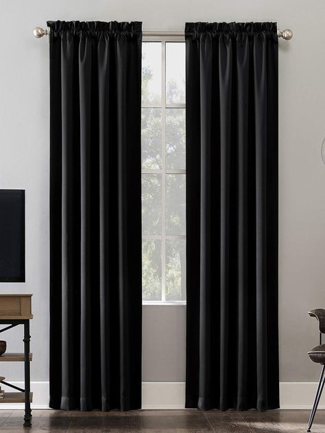 Black  Collar  Polyester  Blackout Curtains Embellished   Home Textile Simple Curtains, Home Curtains, Blackout Curtain, Curtains Living Room, Blackout Curtains, Panel Curtains, Home Textile, Fashion Online Shop, Champagne