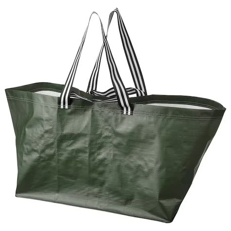 SÄCKKÄRRA Carrier bag, green, 37x57x39 cm/71 l - IKEA Ikea Bag, Cotton Shopping Bags, Plastic Grocery Bags, White Tote Bag, Tote Storage, White Tote, Bag Green, Eco Bag, Reusable Shopping Bags