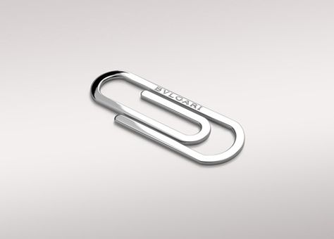 BVLGARI - Money clip in sterling silver.  Money clip in sterling silver featuring a big paper clip with Bulgari logo. Ref.34905 Price:  $265.00 Paper Clip Jewelry, Bulgari Logo, Cute Promise Rings, Hang Tag Design, Silver Money Clip, Trims Fashion, Nail Pen, 3d Jewelry, Jewelry Luxury