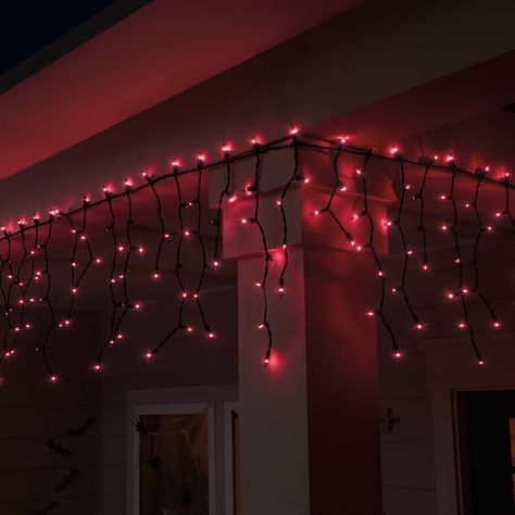 Find these 5ft. Purple Icicle-Style String Lights by Ashland® at Michaels. This icicle-style light set is the perfect way to add an eerie glow to your front yard, porch or Halloween party décor. Bring spooky fun to your space with these string lights. This icicle-style light set is the perfect way to add an eerie glow to your front yard, porch or Halloween party décor. Details: Purple lights with black wire 5 ft. (1.5 m) lighted length 7 ft. (2.1 m) total length Plug-in with end-to-end connection UL certified For decorative use only For indoor or outdoor use Contents: 1 icicle string lights 2 spare regular bulbs 2 spare flashing bulbs 2 spare fuses Instruction sheet | 5Ft Purple Icicle-Style String Lights by Ashland® | Michaels® Front Yard Porch, Purple Lights, Halloween String Lights, Halloween Lights, Halloween Table, Halloween Party Decor, Diy Halloween Decorations, Room Lights, Fairy Lights