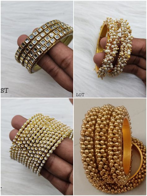 Side Bangles Gold Designs, Moti Bangles, Velvet Bangles, Gold Kada, Blue Dart, Birthday Quotes For Me, Kundan Bangles, Fabric Jewellery, Bangles Gold