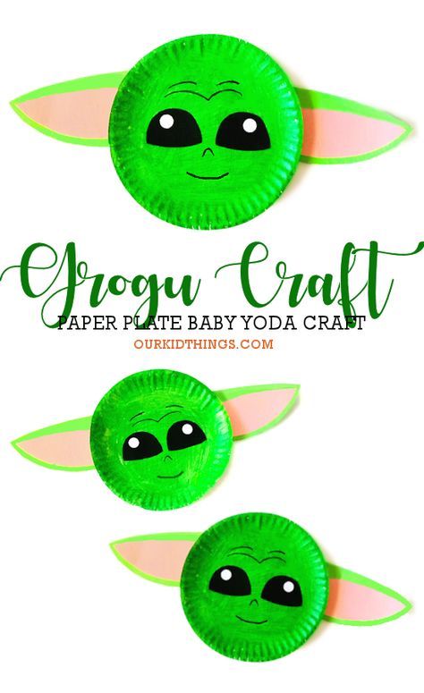 Paper Plate Grogu Craft May 4th Crafts For Kids, Star Wars Preschool Crafts, Star Wars Art Projects, Star Wars Activities For Toddlers, Star Wars Toddler Crafts, Star Wars Arts And Crafts, Yoda Craft Preschool, Star Wars Crafts For Toddlers, Grogu Craft