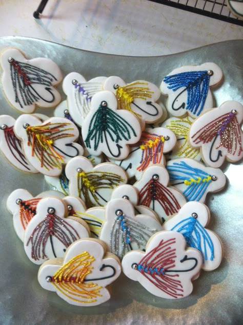 Fishing Cookies, Fish Cookies, Fishing Design, Fishing Birthday Party, Fishing Party, Fishing Birthday, Fish Cake, Iced Cookies, Cute Cookies