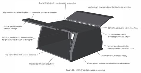 The Best Aluminium Ute Canopies | Camp King Industries Truck Canopy Camper, Ute Toolbox Setup, Alu Cab Canopy Camper, Pickup Canopy, Truck Canopy, Ute Canopy, Aluminum Tray, Canopy Frame, Vw Amarok