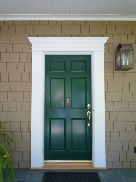 Example of front door kit with flat columns and flat header (no keystone) Front Door Trims, Front Door Molding, Exterior Door Frame, Exterior Door Trim, Door Frame Molding, Front Door Trim, Traditional Front Doors, Formal Ideas, Exterior Window