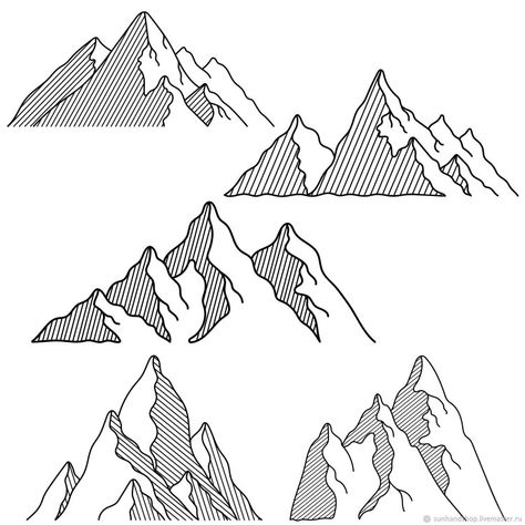 Mountains With Snow, Mountain Sketch, Lukisan Lanskap, Drawing Hands, Mountain Drawing, Drawing Faces, Digital Painting Tutorials, Mountain Art, Pen Art