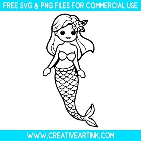 Cute Floral Mermaid SVG – Free SVG Files | Creativeartink.com Mermaid Svg Free, Mermaid Svg, Free Svg Files, Create Digital Product, Do It Yourself Projects, Cut Canvas, Cricut Projects Vinyl, Svg Free, Art Ink