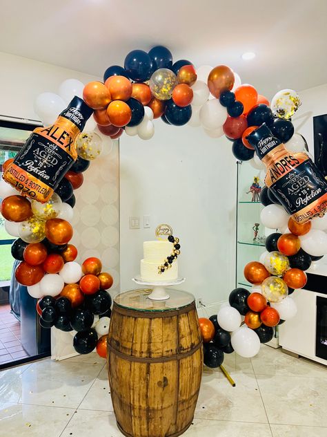 Jack Daniel’s Birthday Party, Whiskey Themed 40th Birthday Party, Jack Daniels Birthday Theme, Men’s Theme Birthday Party, 23 Birthday Theme Ideas, Men Birthday Theme Ideas, Aged To Perfection Party Theme, 23rd Birthday Themes, Men Birthday Party Ideas Decoration