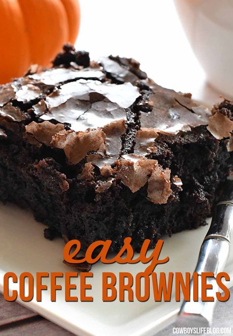 Easy Coffee Brownies #brownies #coffeebrownies #coffeedessert Coffee In Brownies, Texas Brownies With Coffee, Brownies With Coffee In Them, Coffee Brownies Easy, Coffee Brownies Recipe, Texas Brownies, Brownies With Coffee, Brownie Mix Recipes, Coffee Brownies