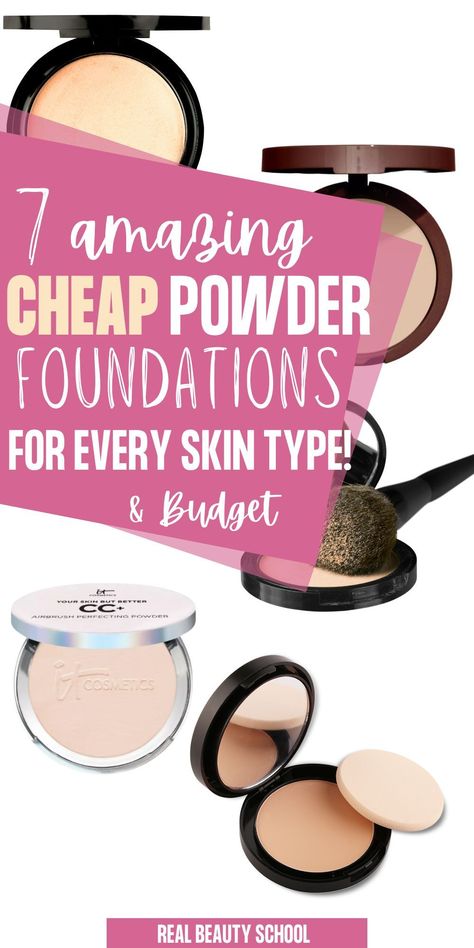 drugstore face powder and powder foundations Makeup Foundation Tips, Drugstore Powder Foundation, Best Drugstore Powder, Drugstore Powder, Cheap Foundation, Foundations For Oily Skin, Best Powder Foundation, Makeup Foundation Brush, Foundation For Dry Skin